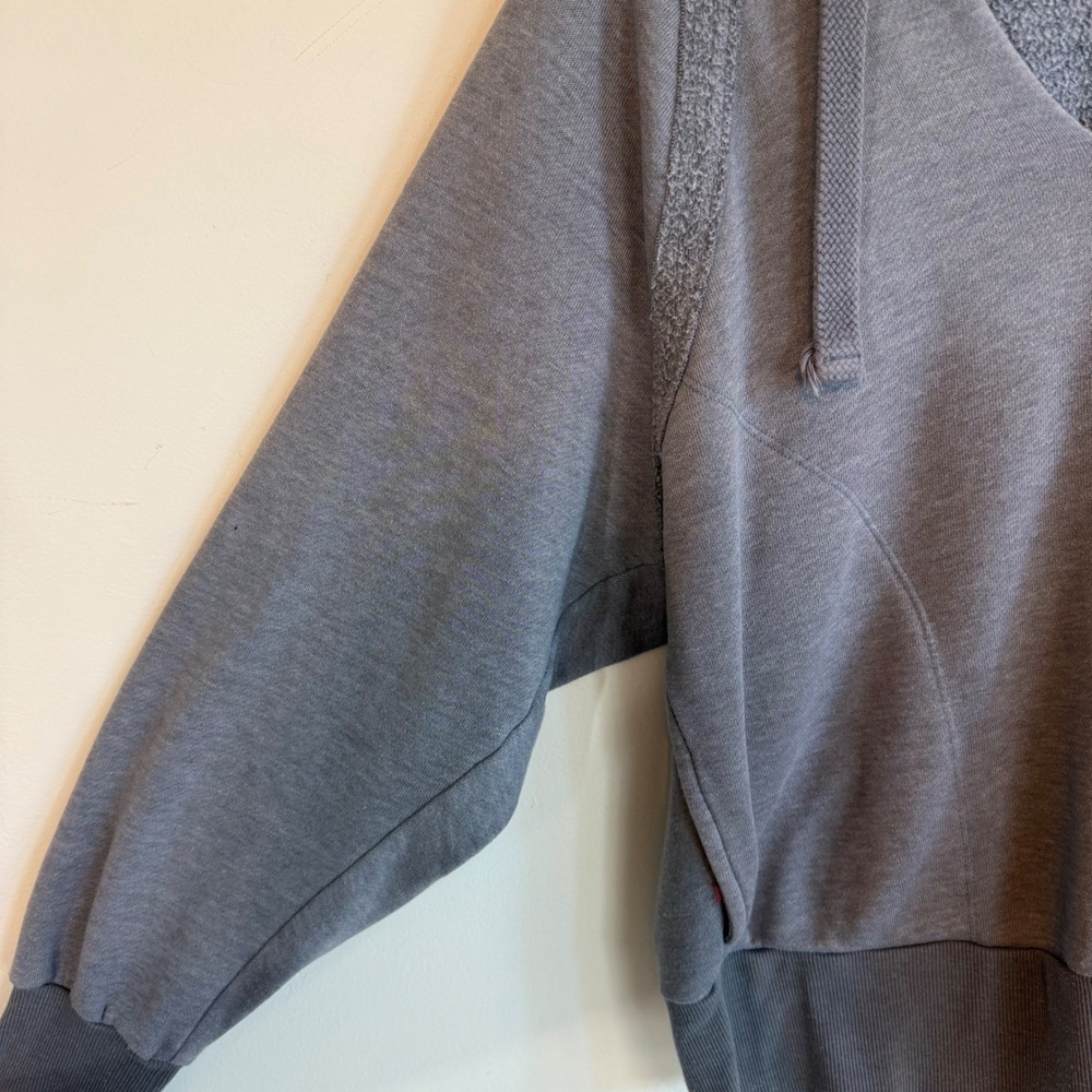 Free People Movement V-Neck Hoodie Blue Gray Fleece Relaxed Lounge Athleisure M - Picture 8 of 13